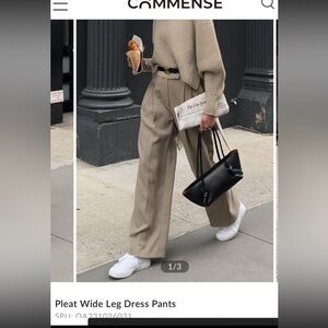 Pleat wide leg dress pants khaki size S, 4